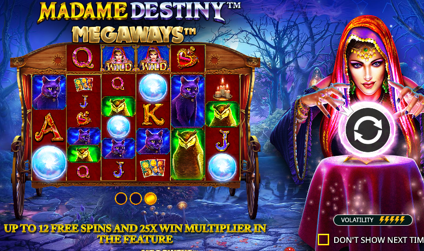 Madame destiny megaways početni ekran